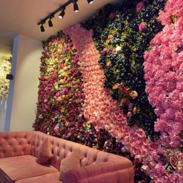 vách hoa giả decor spa