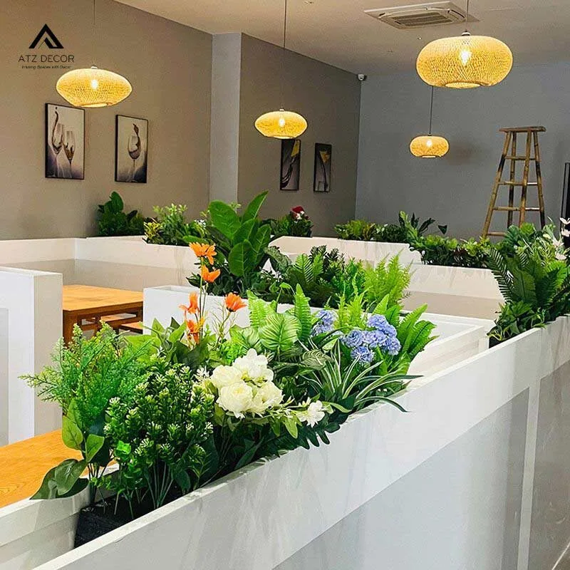 Bồn cây giả quán cafe trang trí đẹp mắt, tạo không gian ấn tượng, bắt mắt 2 bồn cây giả quán cafe