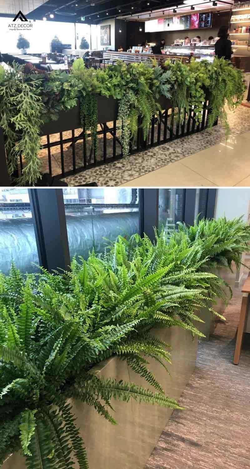 Bục cây giả trang trí cửa hàng đẹp mắt, tạo không gian xanh không cần chăm sóc 14 bục cây giả trang trí cửa hàng