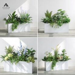 bục cây giả trang trí cửa hàng