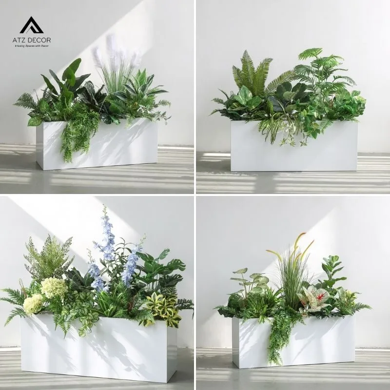 Bục cây giả trang trí cửa hàng đẹp mắt, tạo không gian xanh không cần chăm sóc 5 bục cây giả trang trí cửa hàng