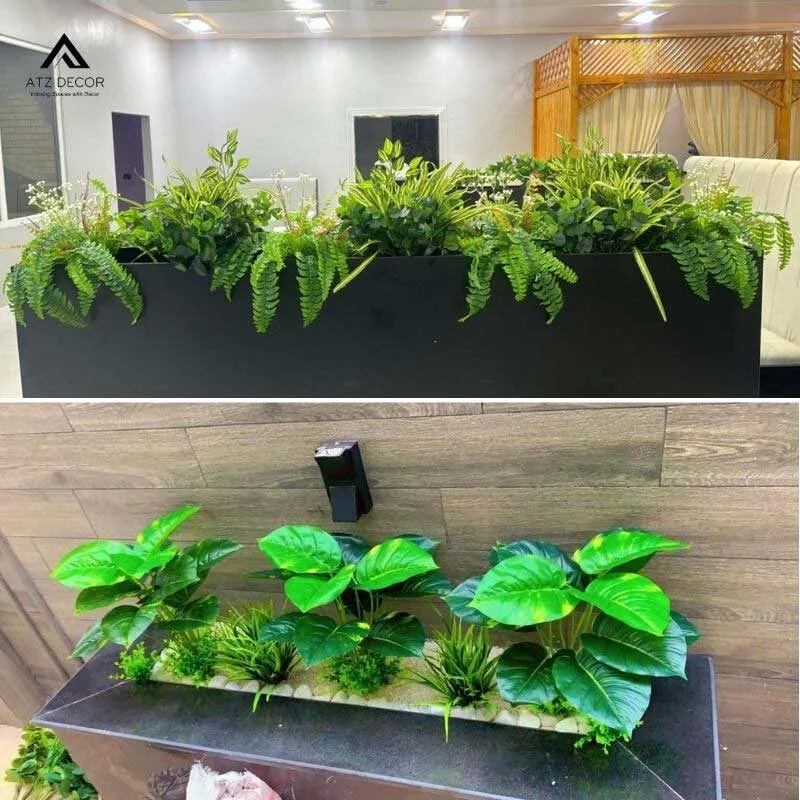 Bục cây giả trang trí cửa hàng đẹp mắt, tạo không gian xanh không cần chăm sóc 4 bục cây giả trang trí cửa hàng