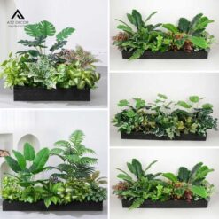 bục cây giả decor nhà hàng