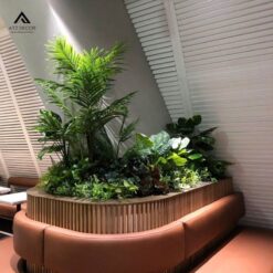 bục cây giả decor nhà hàng