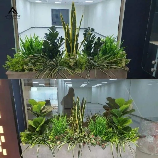 bục cây giả văn phòng
