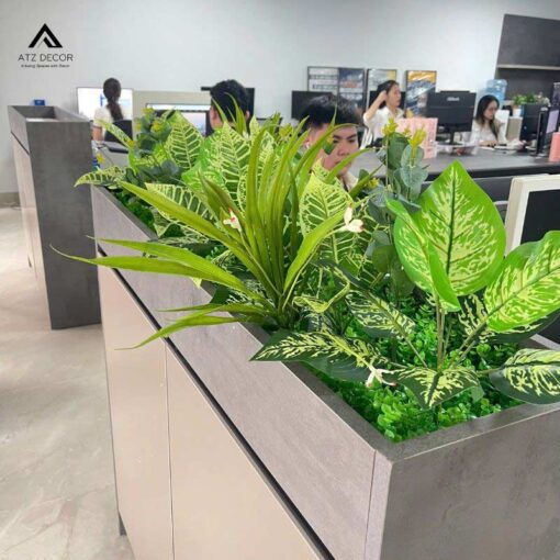 bục cây xanh giả trang trí văn phòng