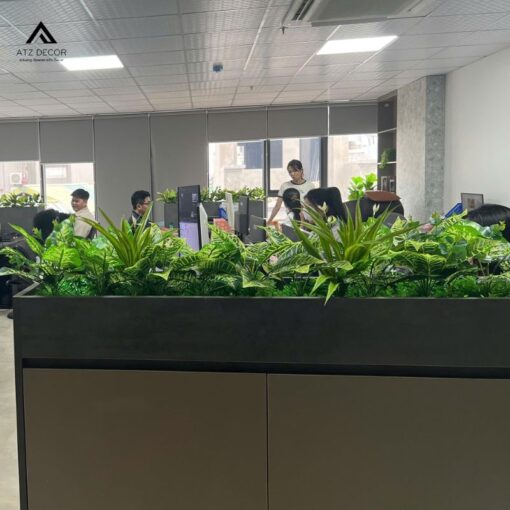 bục cây xanh giả trang trí văn phòng
