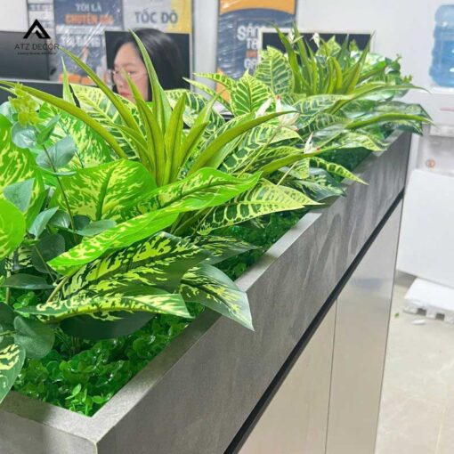 bục cây xanh giả trang trí văn phòng