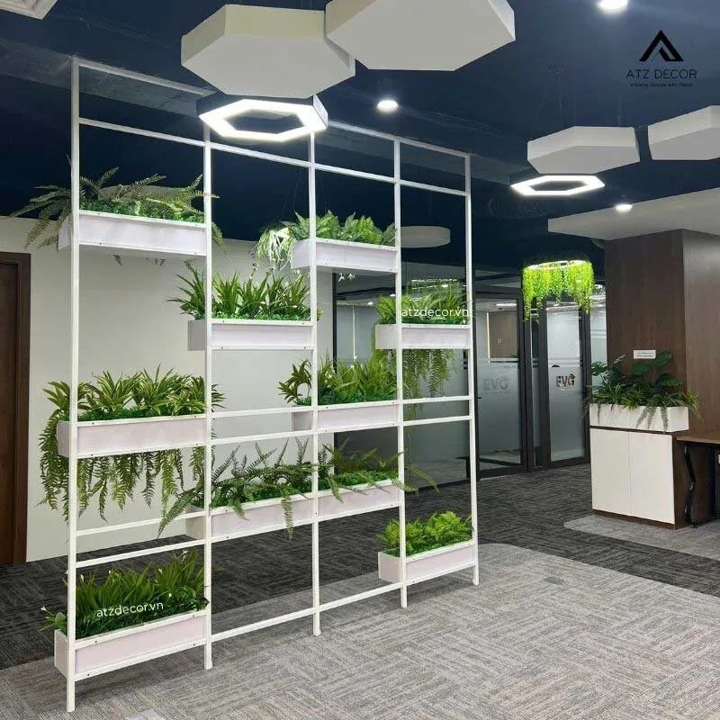 Thi công trọn gói tiểu cảnh cây giả văn phòng công ty EVG - Cầu Giấy 6 thi công tiểu cảnh cây giả văn phòng EVG