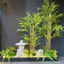 tiểu cảnh tre giả trang trí văn phòng