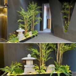 tiểu cảnh tre giả trang trí văn phòng