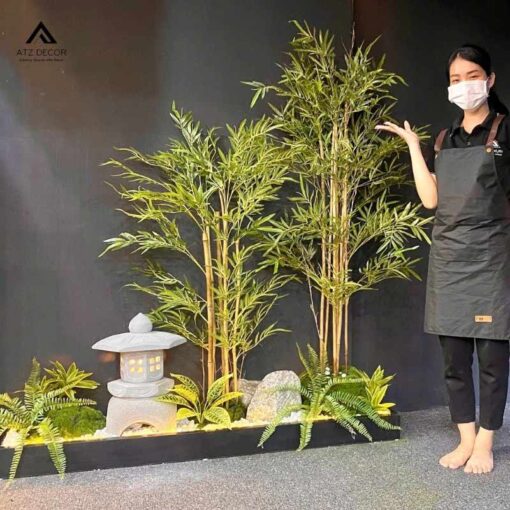 tiểu cảnh tre giả trang trí văn phòng