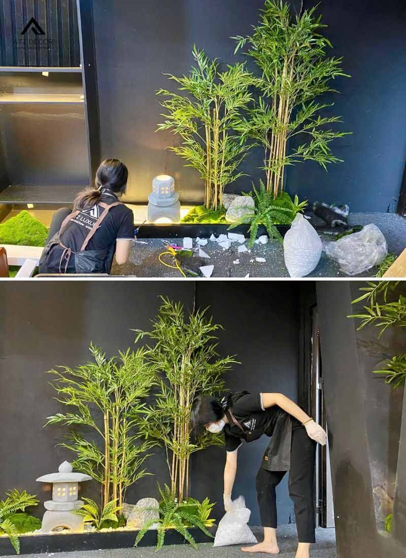 Thi công tiểu cảnh tre giả cho văn phòng tại Mỹ Đình 11 tiểu cảnh tre giả trang trí văn phòng