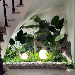 thi công tiểu cảnh cây giả decor gầm cầu thang