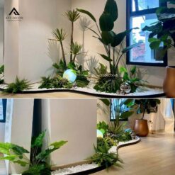 tiểu cảnh cây giả decor văn phòng chủ tich