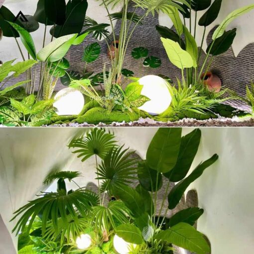 thi công tiểu cảnh cây giả decor gầm cầu thang