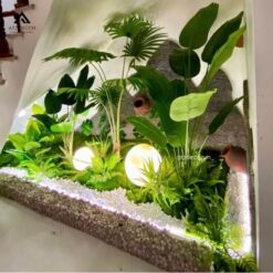 thi công tiểu cảnh cây giả decor gầm cầu thang