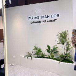 tiểu cảnh cây giả trang trí salon tóc