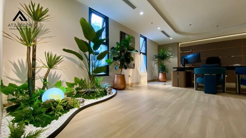 Thi công tiểu cảnh cây giả cho văn phòng chủ tịch đầy sang trọng, đẳng cấp 12 tiểu cảnh cây giả decor văn phòng chủ tich