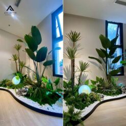 tiểu cảnh cây giả decor văn phòng chủ tich