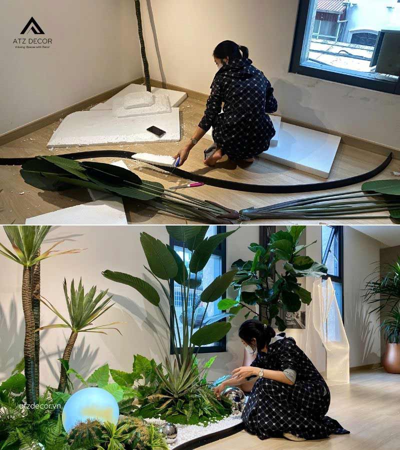Thi công tiểu cảnh cây giả cho văn phòng chủ tịch đầy sang trọng, đẳng cấp 11 tiểu cảnh cây giả decor văn phòng chủ tich