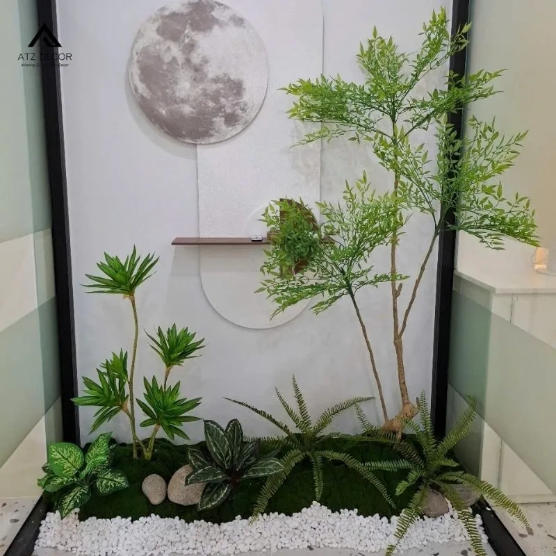 tiểu cảnh cây giả decor spa