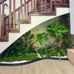 tiểu cảnh cây giả gầm cầu thang ở long biên