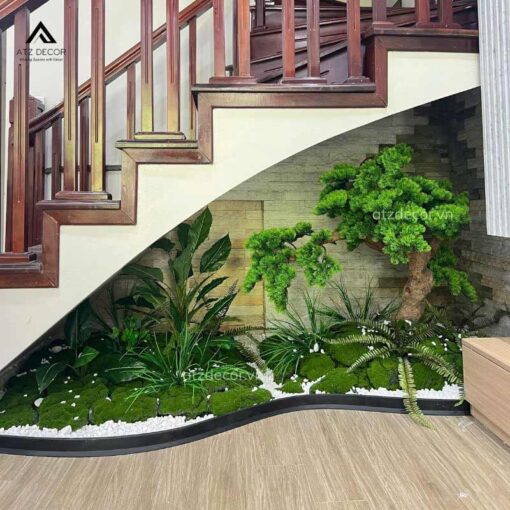 tiểu cảnh cây giả gầm cầu thang ở long biên
