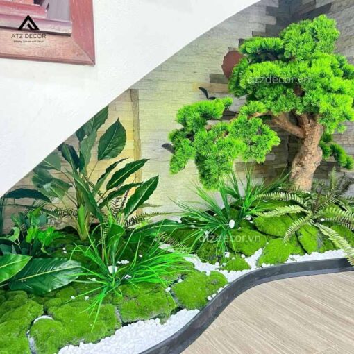 tiểu cảnh cây giả gầm cầu thang ở long biên