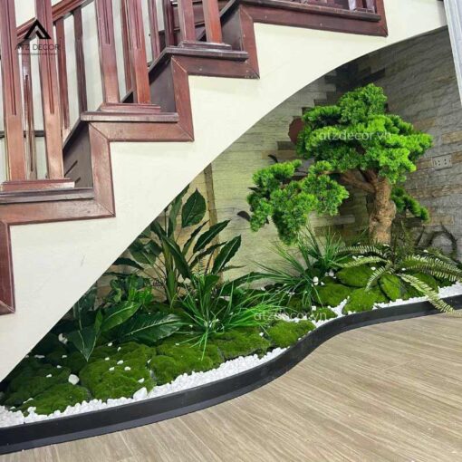 tiểu cảnh cây giả gầm cầu thang ở long biên