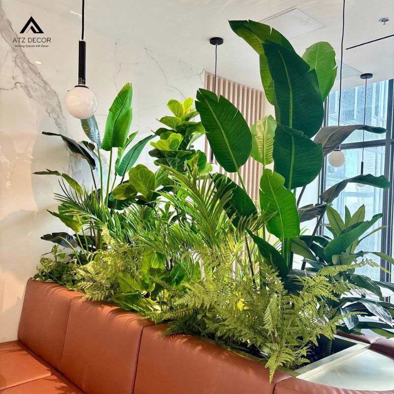 Bồn cây tròn giả trang trí đẹp mắt, phù hợp với nhiều không gian 3 bồn cây tròn giả