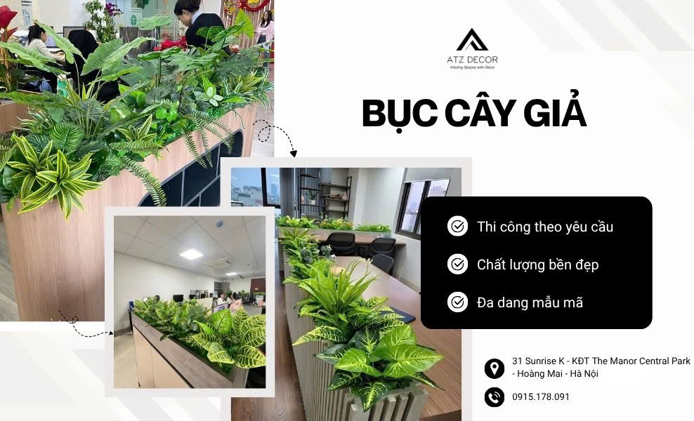 thi công bục cây giả
