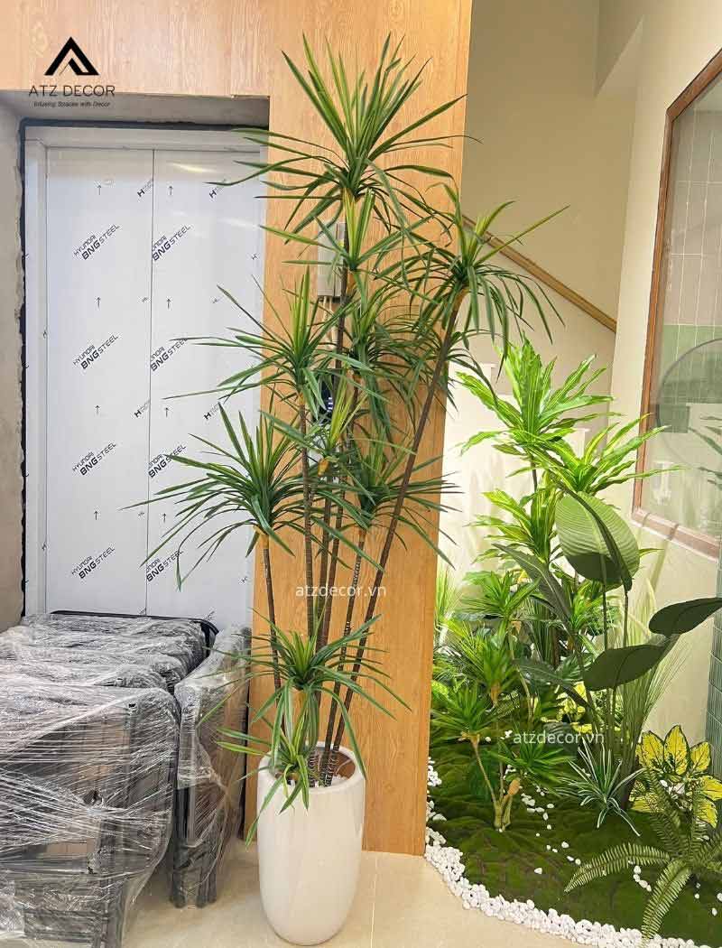 Thi công tiểu cảnh cây giả nhiệt đới xanh tươi tại Hoài Đức, Hà Nội 14 tiểu cảnh cây giả nhiệt đới góc nhà