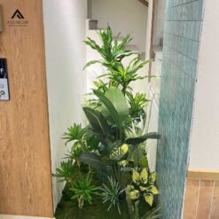 Thi công tiểu cảnh cây giả nhiệt đới xanh tươi tại Hoài Đức, Hà Nội 9 tiểu cảnh cây giả nhiệt đới góc nhà