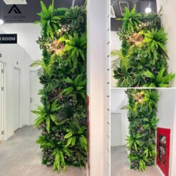 thi công tường cây giả trang trí cửa hàng quần áo