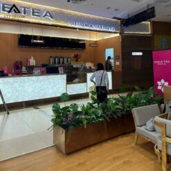 bồn cây giả decor quán trà sữa