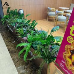 bồn cây giả decor quán trà sữa