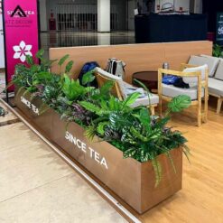 bồn cây giả decor quán trà sữa