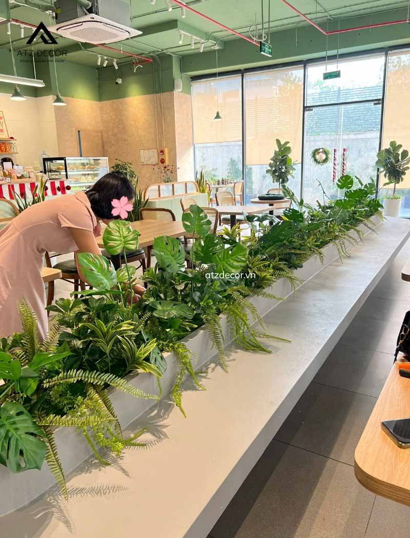 thi công bồn cây giả quán cafe