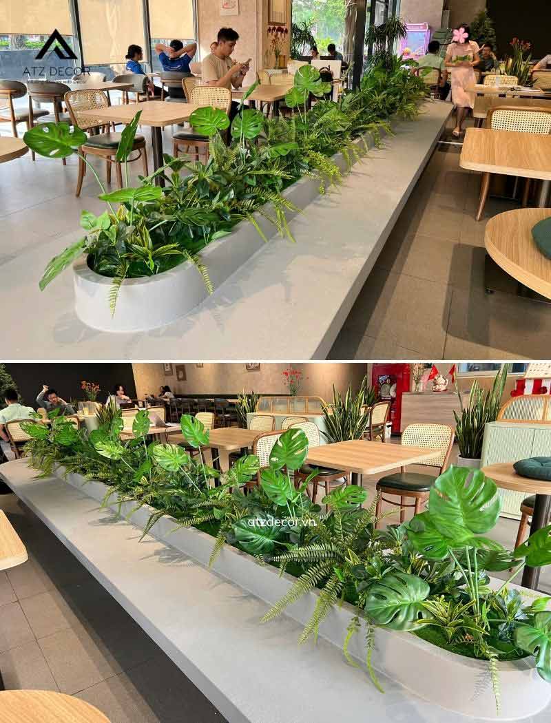 thi công bồn cây giả quán cafe