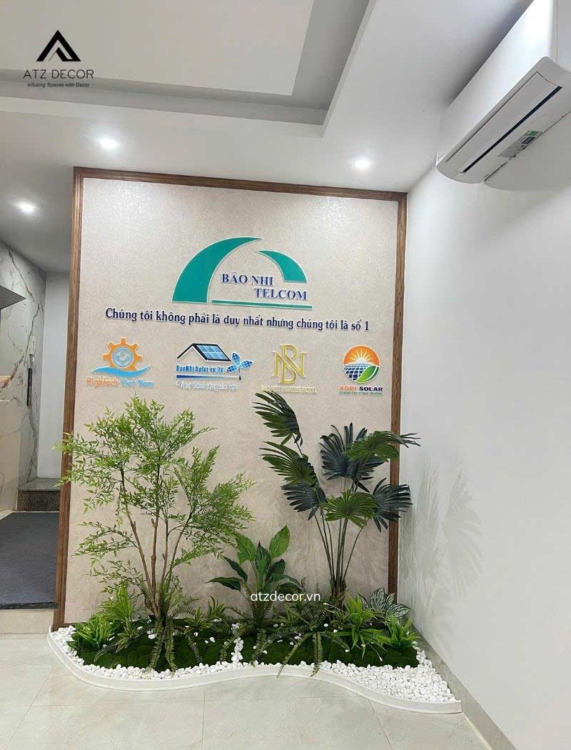 Thi công tiểu cảnh cây giả văn phòng Bảo Nhi Telcom trọn gói 8 thi công tiểu cảnh cây giả văn phòng bảo nhi