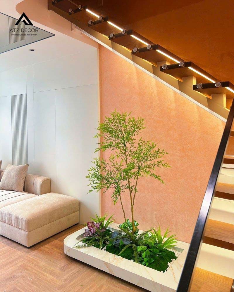 thi công tiểu cảnh cây giả gầm cầu thang