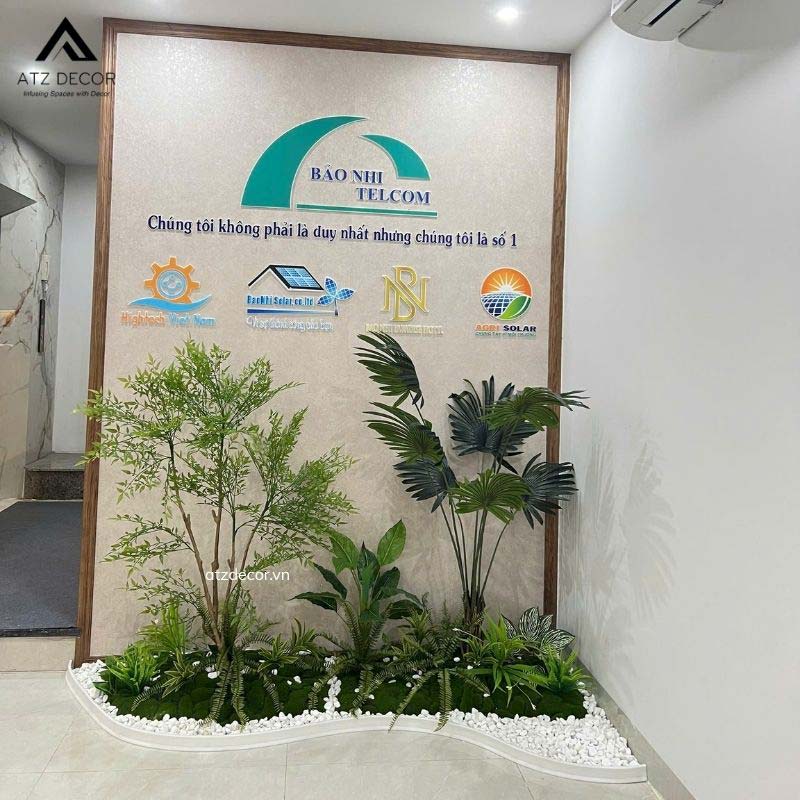 Thi công tiểu cảnh cây giả văn phòng Bảo Nhi Telcom trọn gói 1 thi công tiểu cảnh cây giả văn phòng bảo nhi