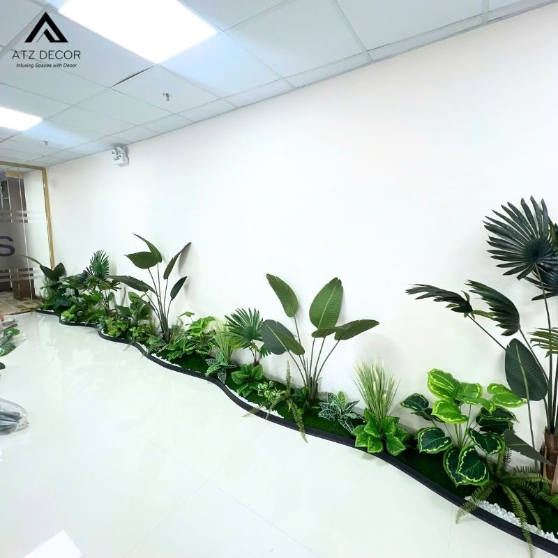 Thi công tiểu cảnh cây giả hành lanh văn phòng đẹp mắt 3 thi công tiểu cảnh cây giả hành lang văn phòng