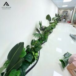 Thi công tiểu cảnh cây giả hành lanh văn phòng đẹp mắt 8 thi công tiểu cảnh cây giả hành lang văn phòng