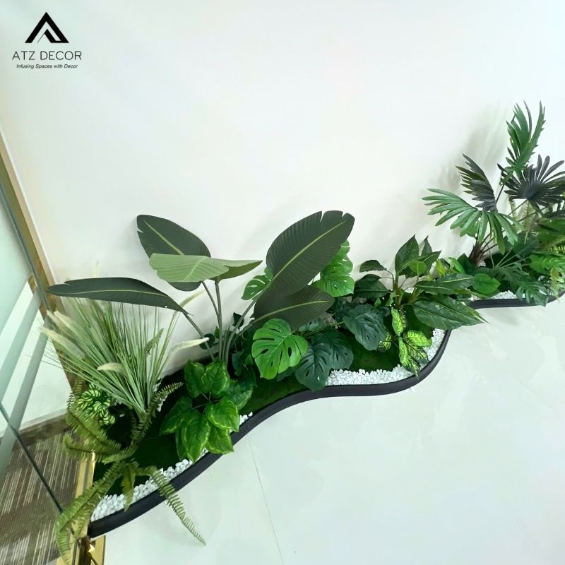 Thi công tiểu cảnh cây giả hành lanh văn phòng đẹp mắt 13 thi công tiểu cảnh cây giả hành lang văn phòng